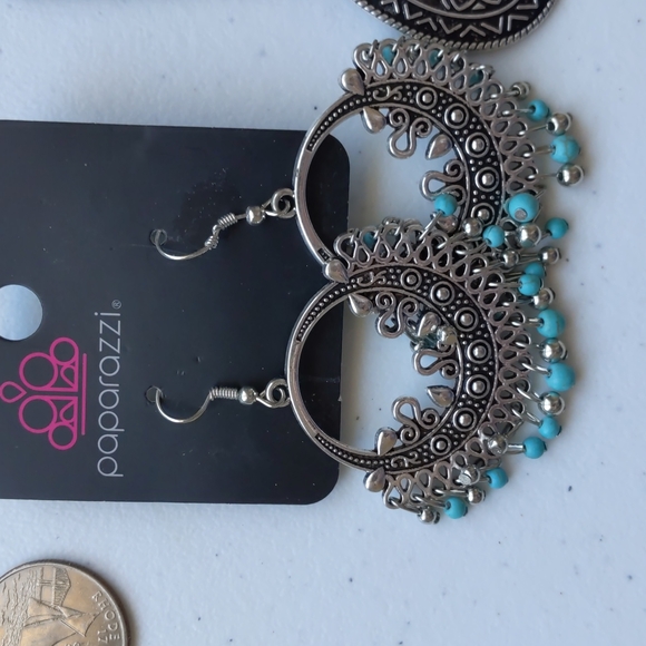 Paparazzi Jewelry Lot of 4 Southwestern Turquoise Blue Dangles - Picture 4 of 5